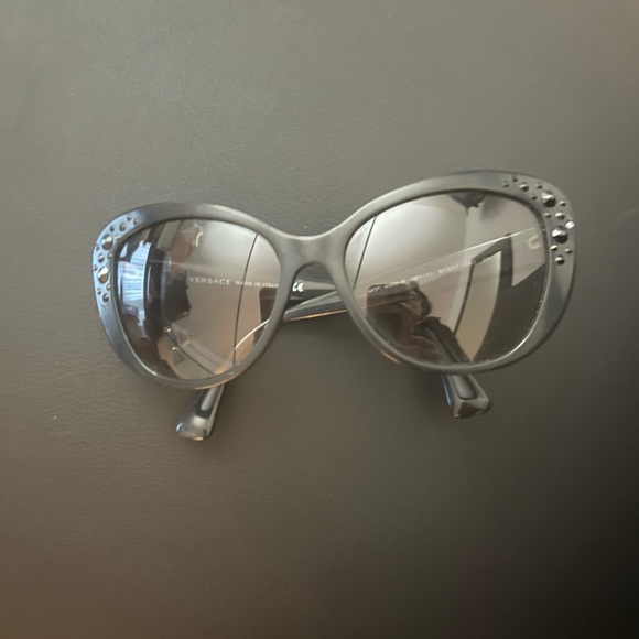 Versace Accessories - Versace Women's Gray Oversized Crystal-Accented Sunglasses